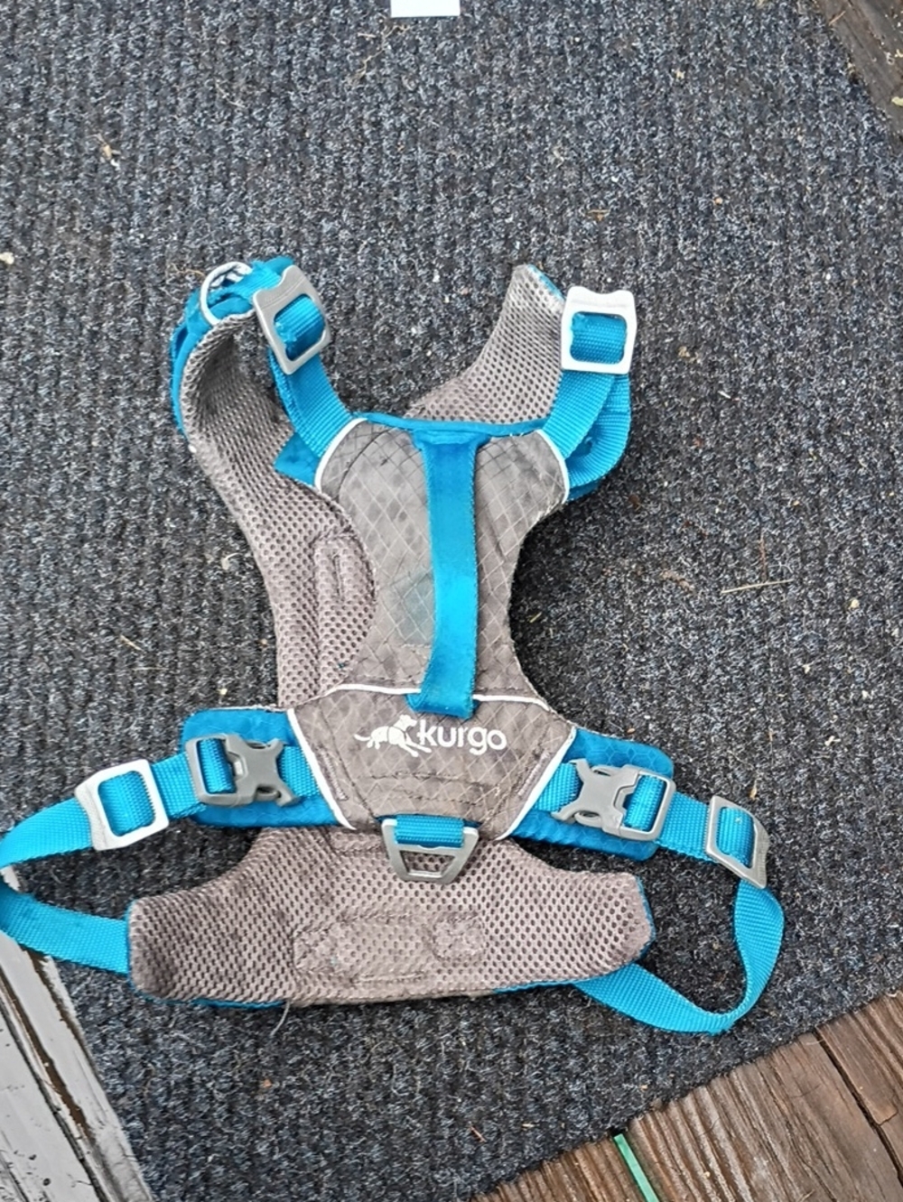 Kurgo Teal Blue and Gray Padded No-Pull Dog Harness